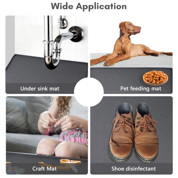 Silicone Under Sink Mat for Kitchen Waterproof Drip Tray with Drain Hole 34*22 - Picture 3 of 8